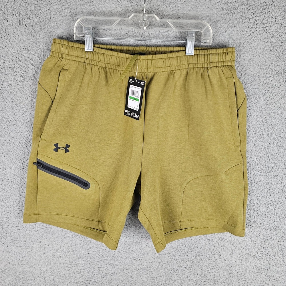 Under Armour Shorts Mens L Green Unstoppable Flc Loose Fit 1379809